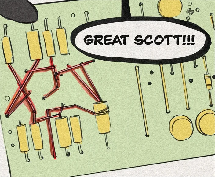 “Great Scott!” The circuit reveals an unexpected connection.