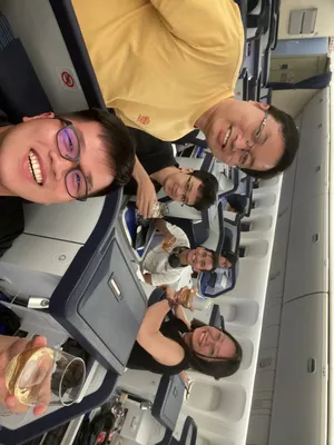 Team drinks on the plane