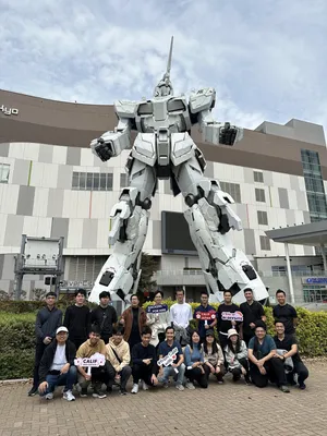Team at the Gundam statue